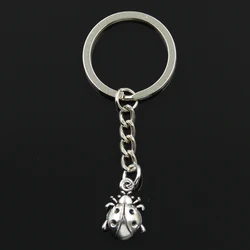 Fashion 30mm Key Ring Metal Key Chain Keychain Jewelry Antique Silver Color Plated Ladybug Bug 19x13mm Pendant