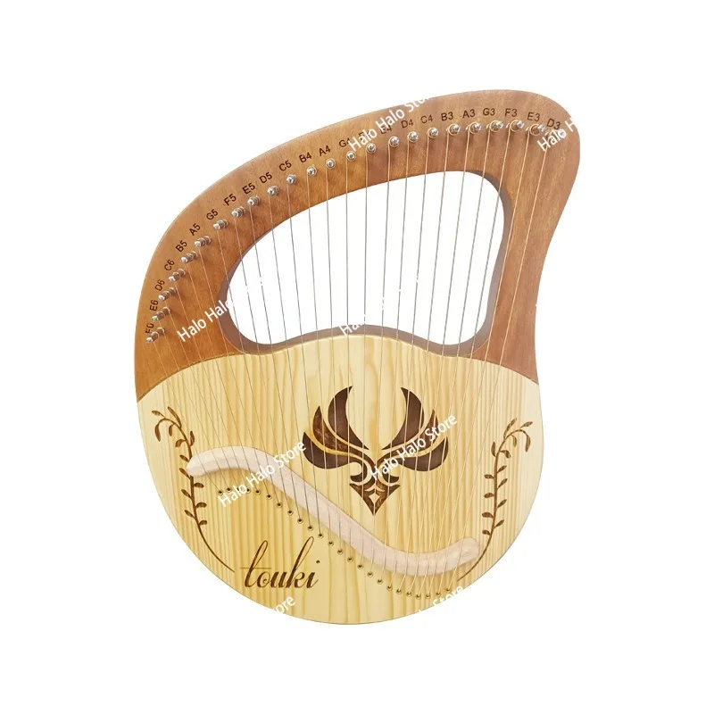 19 String Box Small Instrument Beginner 19 Tones Solid Wood Veneer Harp Mahogany Can be Played
