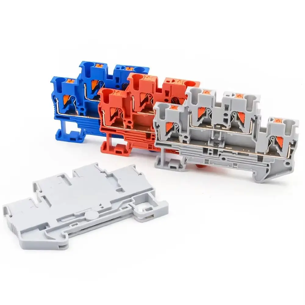 4Pcs PTTB-2.5 PTTB-2.5 Terminal Block 2 In 2 Out Nylon PA66 Double Layer Terminal Strip Tool Free 2.5mm2 DIN Rail Terminal Block
