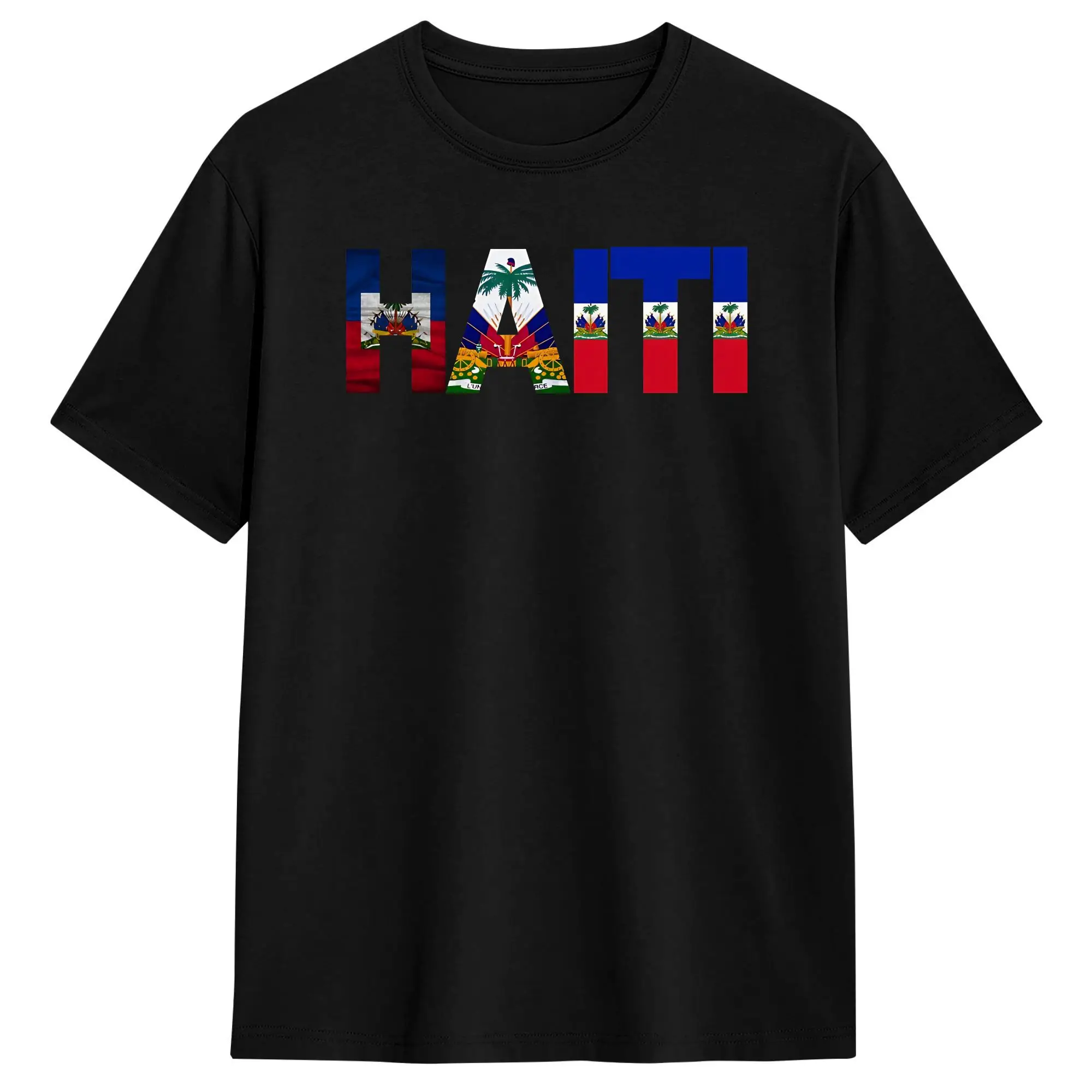 Haiti Flag Logo Pure Cotton T-Shirt For Man Summer  Y2K Fun T-Shirts O-Neck Hippie Tees Big Size Casual Tops