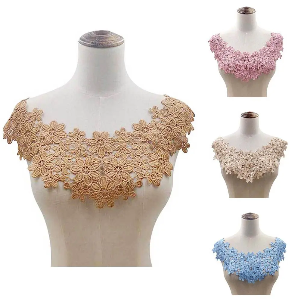 NEW Embroidery Flower Lace Collar Fabric Sewing Applique DIY Patches Ribbon Trim Neckline Wedding Dress Cloth Decor