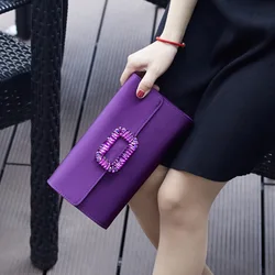 Ladies Party Evening Bag Simple Gold Color Chain Shoulder Bag Crossbody For Women Fashion Elegant Purple Small Clutches Handbags