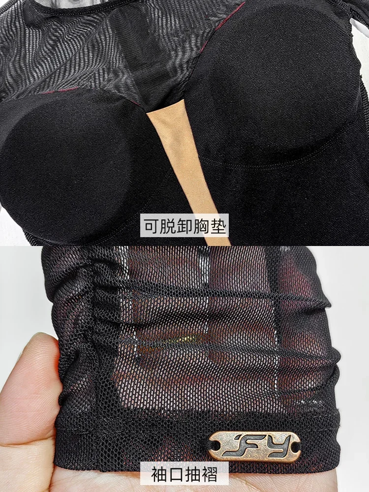 ChaCha Rumba Competition Dress Latin Dance Performance Costume Mesh Long Sleeve Tops Red Velvet Skirt Practice Clothes