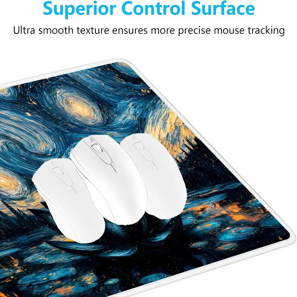 Lotus Van Goghs Gemälde-Stil Mauspad, großes Kunst-Mauspad, Gaming, rutschfestes Tischkissen, Mauspad, Laptop, Tablet, Matte, PC, Spielmatte