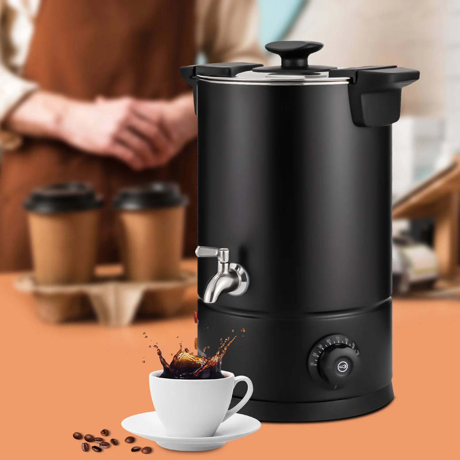 

8L 270Oz 1000W Electric Commercial Coffee Urn Stainless Steel Percolator Coffee Pot 30-110°C/86-230°F