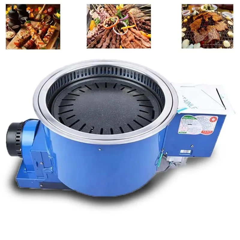 Kitchen Restaurant Barbecue Round Stainless Steel Indoor Liquefied Gas Oven Charcoal Bbq Grill