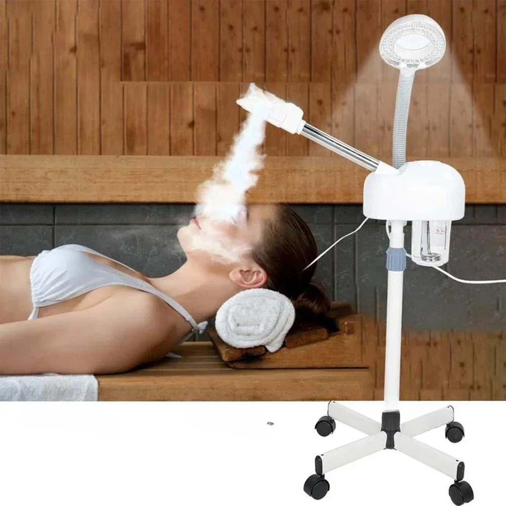 Ozone Facial Steamer 2 IN 1 Hot Steam Sprayer Humidifier with 5X LED Magnifying Lamp Mist Aromatherapy 360° Rotatable Vaporizer