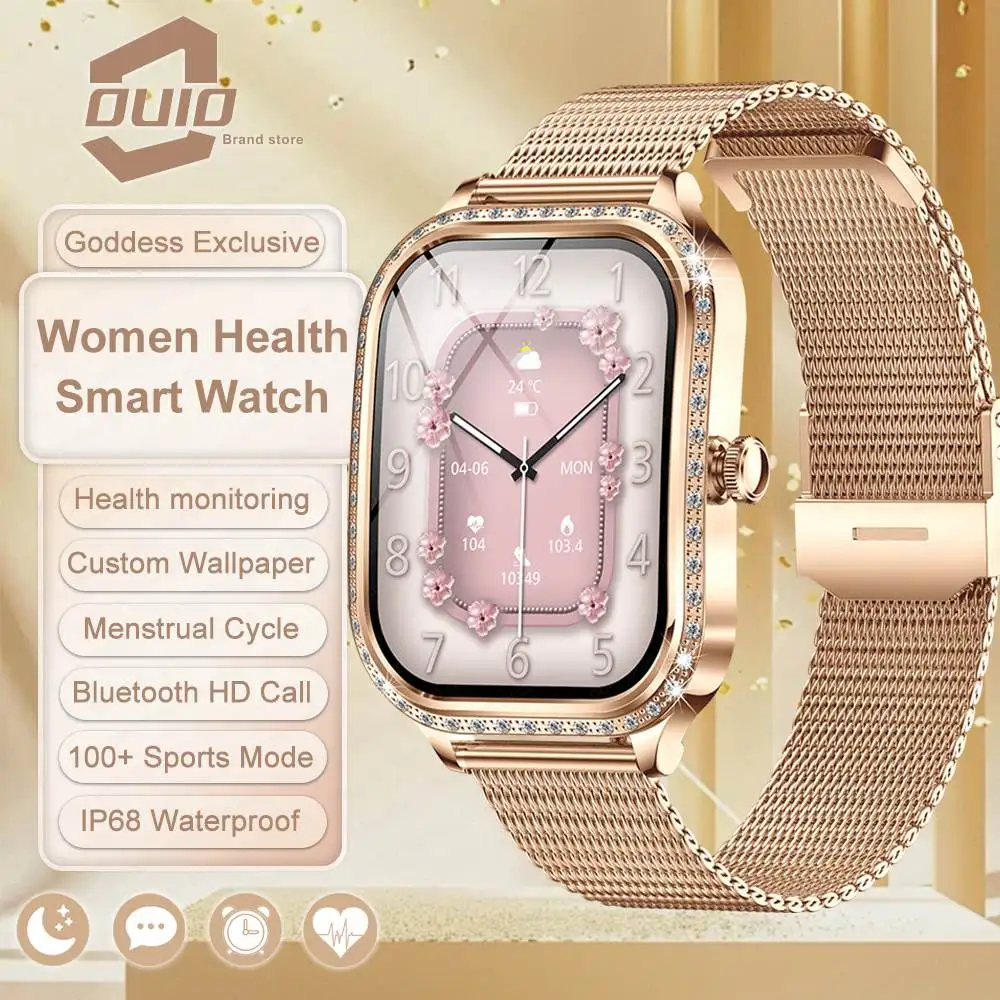 2024New Smart Watches Women Gold Luxury Diamond Women Watch Gift 24H Heart Rate Sleep Monitor Fitness Tracker smart watch Ladies