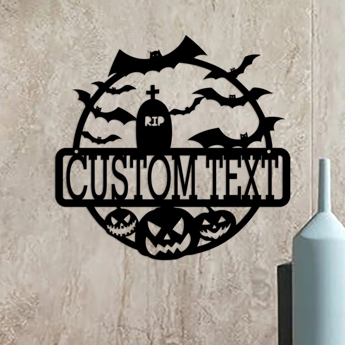 Custom Named Black Metal Sign - Customizable Rip Halloween Sign - Halloween Decoration - Happy Halloween Metal Wall Hangings