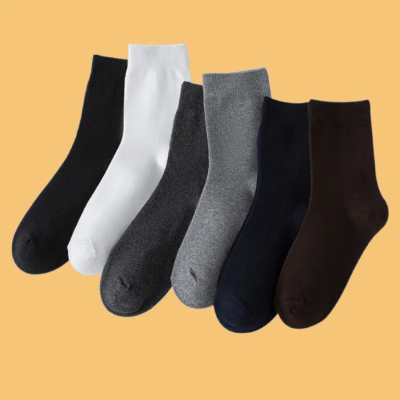 

5/10 Pairs Men's Socks Double Needle Solid Color Men's Business Middle Tube Socks Cotton Casual Men's Four Seasons Cotton Socks