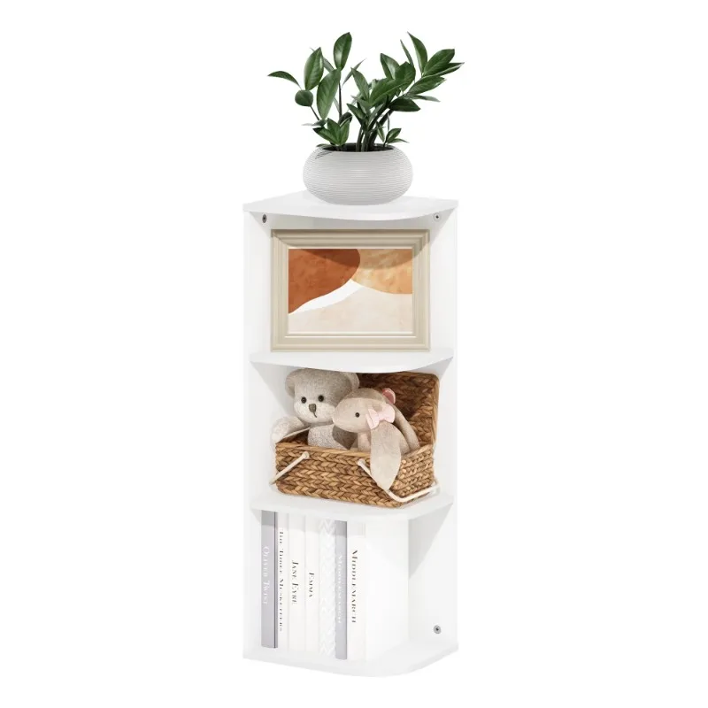 

3-Tier Corner Open Shelf Bookcase for Bedroom, Living Room,or Office Shelving, White