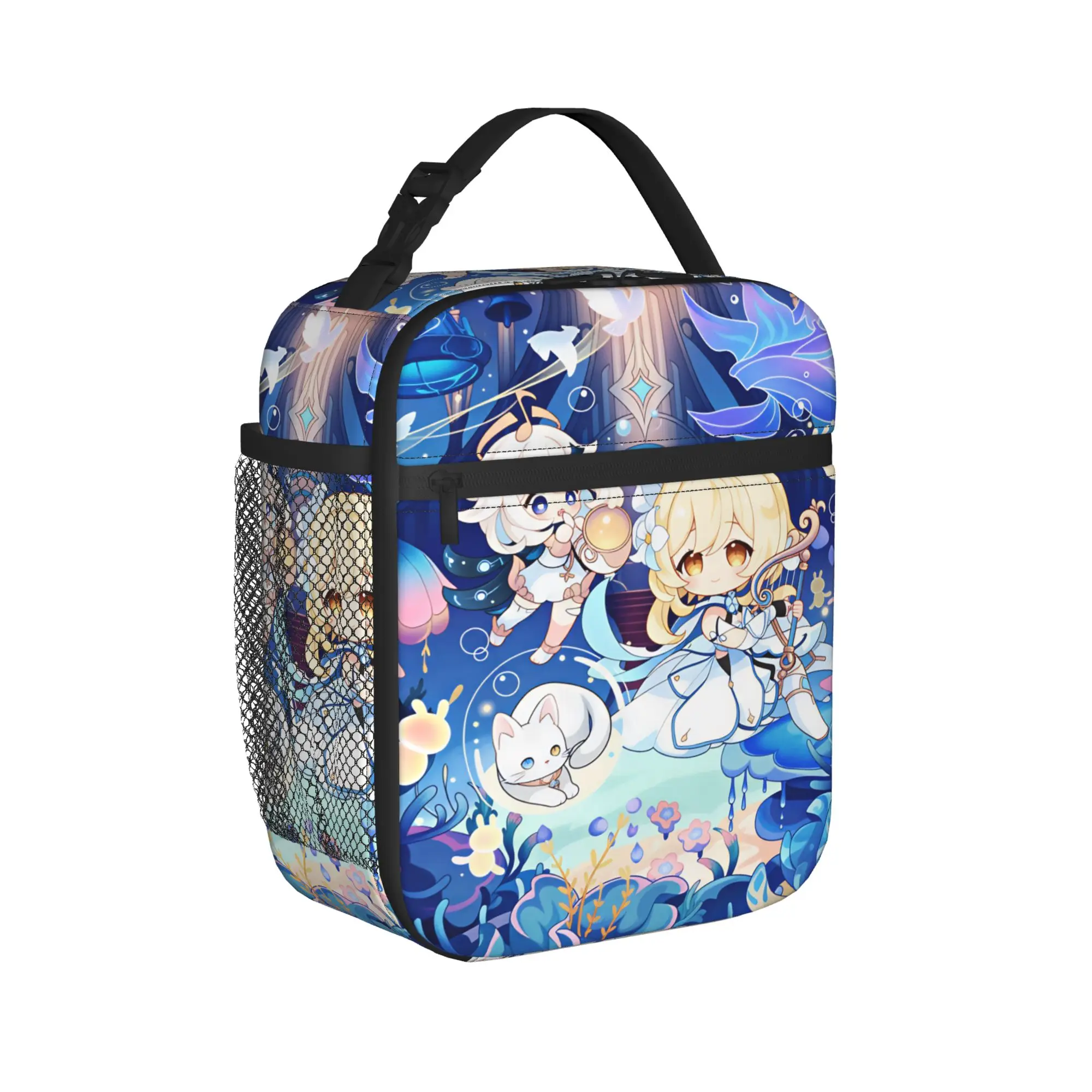 Genshin Impact Lunch Bag Game Character Casual Lunch Box Travel Portable Thermal Tote Handbags For Women Waterproof Cooler Bag