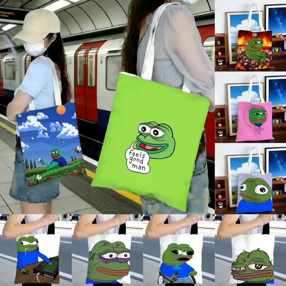 meme icon P-Pepe the Frog Storage Bags Printed Series Shoulder Bag Portable Daily Lightweight Tote Bag