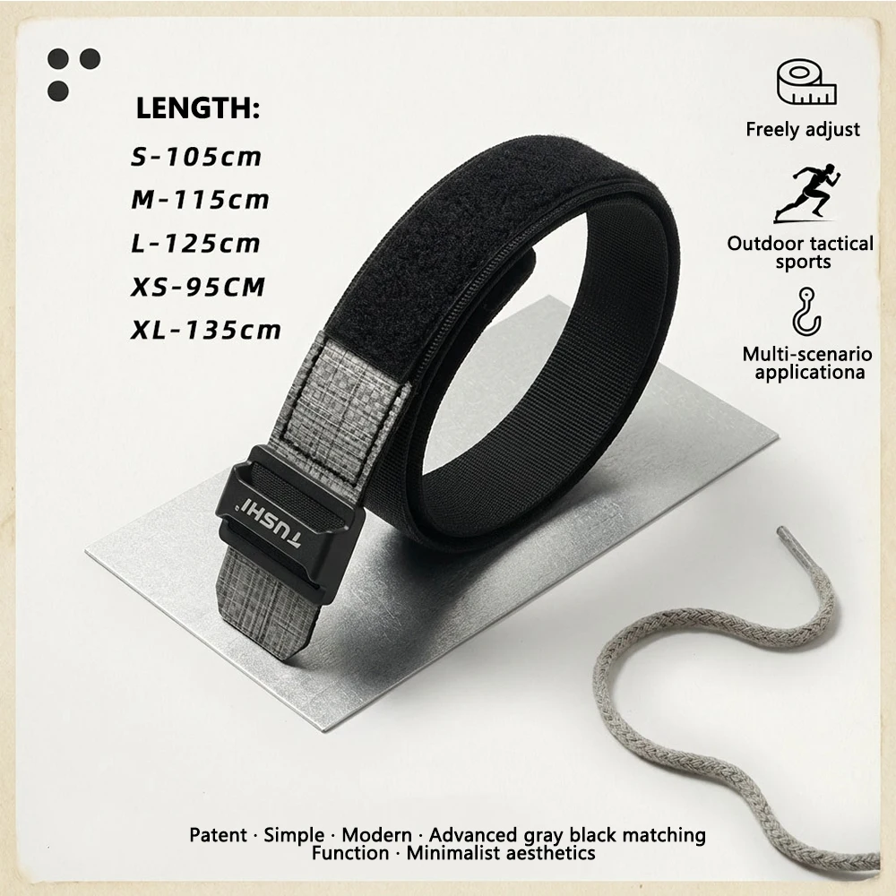 TUSHI Taktischer Gürtel 3,8 cm mit Halteclip, Innengürtel für Herren, Sport, Outdoor, Einsatzgürtel, Nylon-Hüftgurt, Jagdzubehör – Detail 3