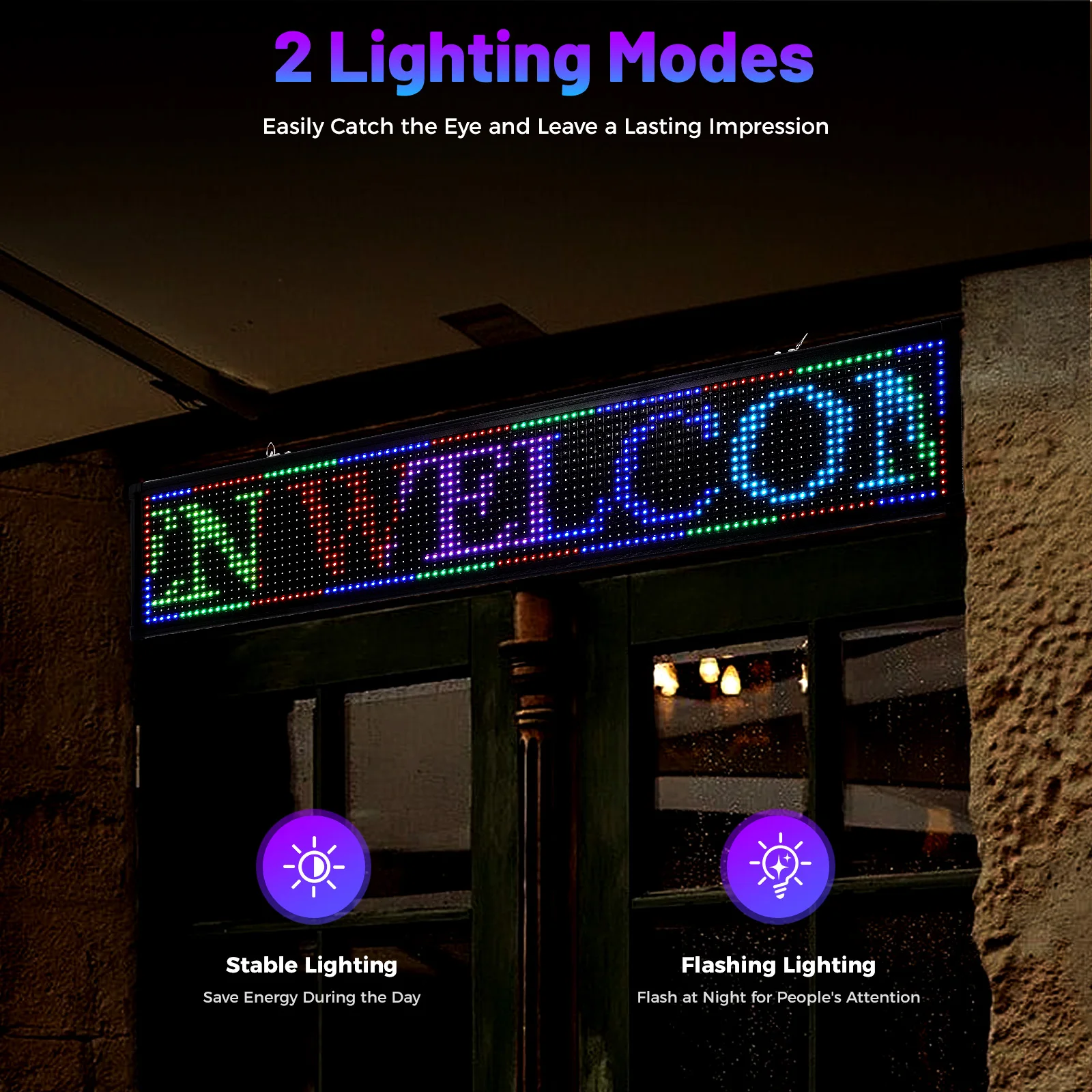 39.4 X 7.5 X 2 Inches LED Light Signs, DIY Editor Text, Full Color Display Board, Perfect for Business Advertising & Car Display