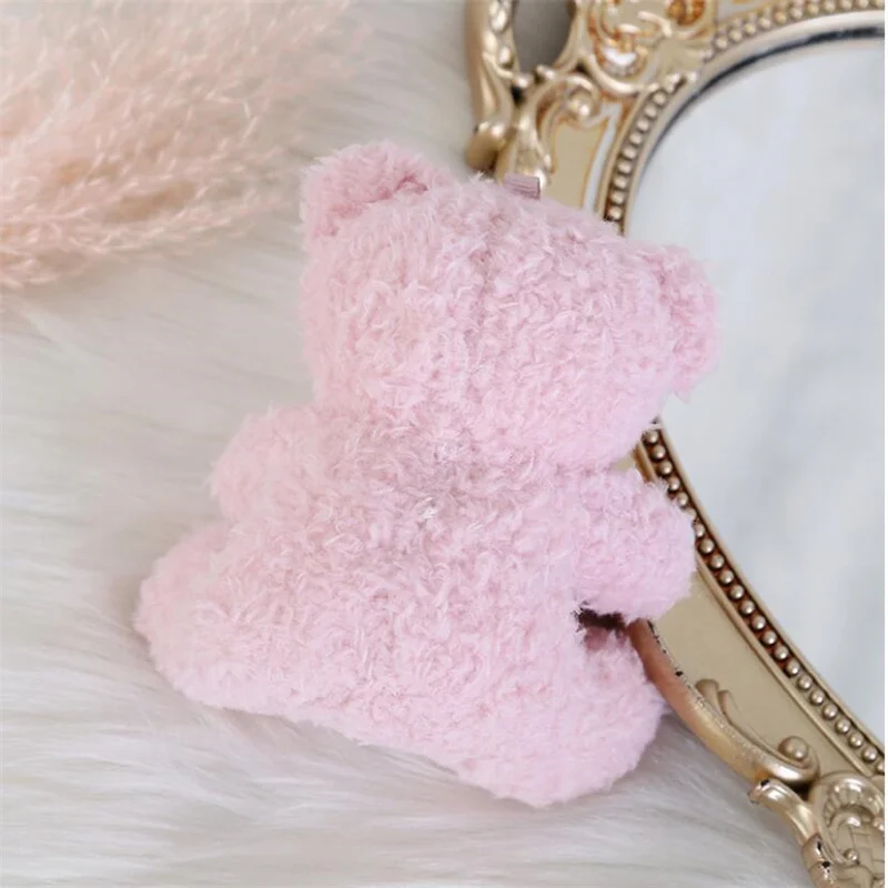 10Cm Curly Plush Sitting Doll Small Plush Toy Bear Bag Pendant DIY Wedding Gift Box Keychain Pendant 4 Color