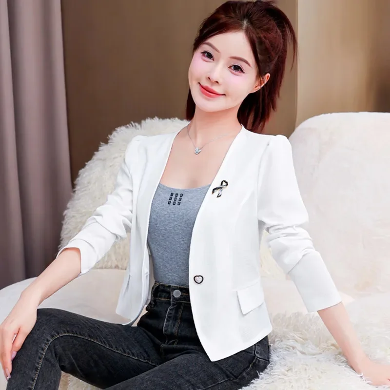 

2026 New Women's Suits Blazer Small Fragrant Style Short Suit Jacket Spring Autumn Fashion Versatile Slim Suit Coat Jacket Top