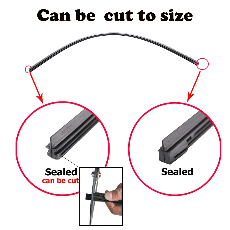 2PCS Rubber Refills For Front Windshield Hybrid Wiper Blade 14\