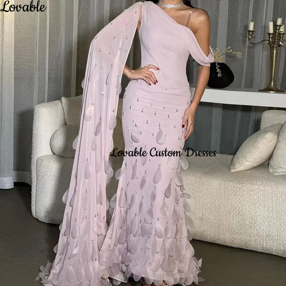 Customized فساتين سهرة Mermaid One-Shoulder Floor-Length Beadings Luxury Evening Dresses Zipper Up Sleeveless Cocktail Dresses