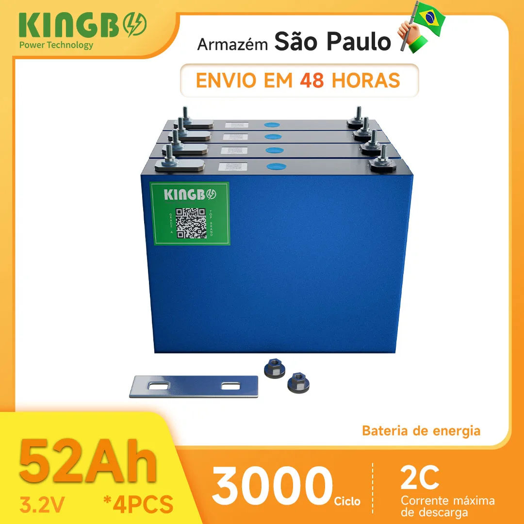 Kingbo Power 4 قطعة 3.2 فولت 52 أمبير بطارية Lifepo4 للدراجات النارية محرك السيارات احتياطية إمدادات الطاقة خلايا البطارية