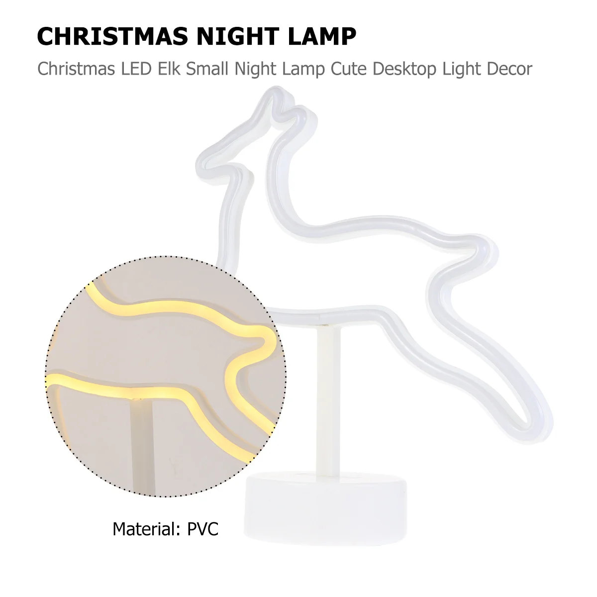 

1pc Neon Deer Christmas Decoration Warm White Led Elk Light Desktop Night Lamp For Home Party Kids Safe Non-Smoking