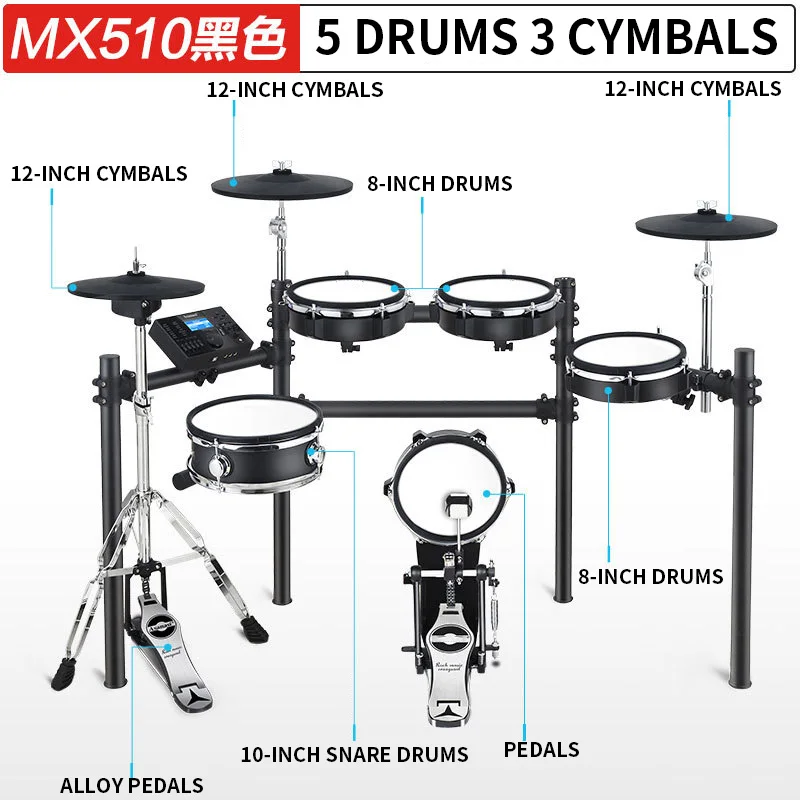 

Electronic Drum Set, Electric Drum Kit with Quiet Mesh Drum Pads, 2 Cymbals w/Choke, 31 Kits and 450+ Sounds