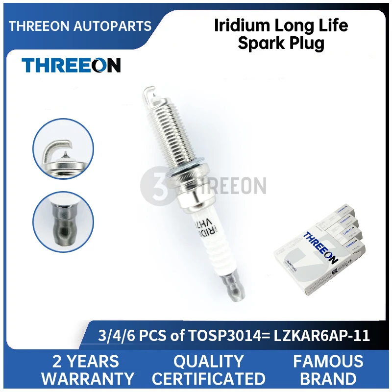 

3/4/6 шт. Иридиевая свеча зажигания THREEON для MITSUBISHI Lancer для NISSAN Altima Cube Livina TOYOTA Yaris Vios 9091901253 TOSP3014