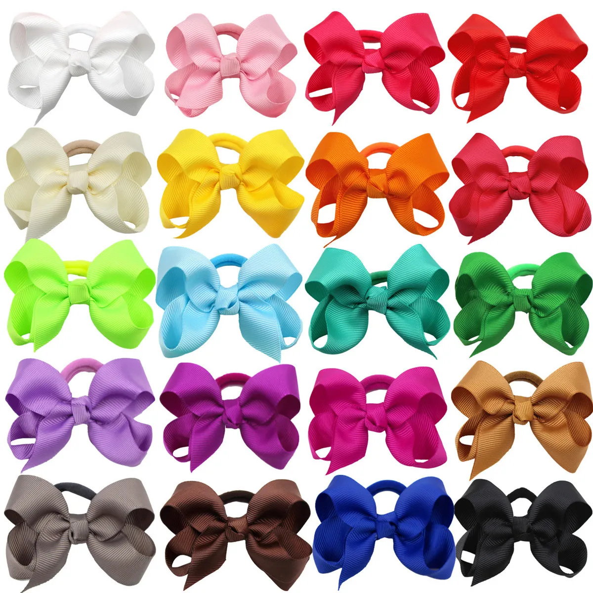 Cute Baby Girls Hair Bows Hair Ties Kids Hair Bands 3inch Bows Ponytail Holder Ties Children Kids Hair Accessories