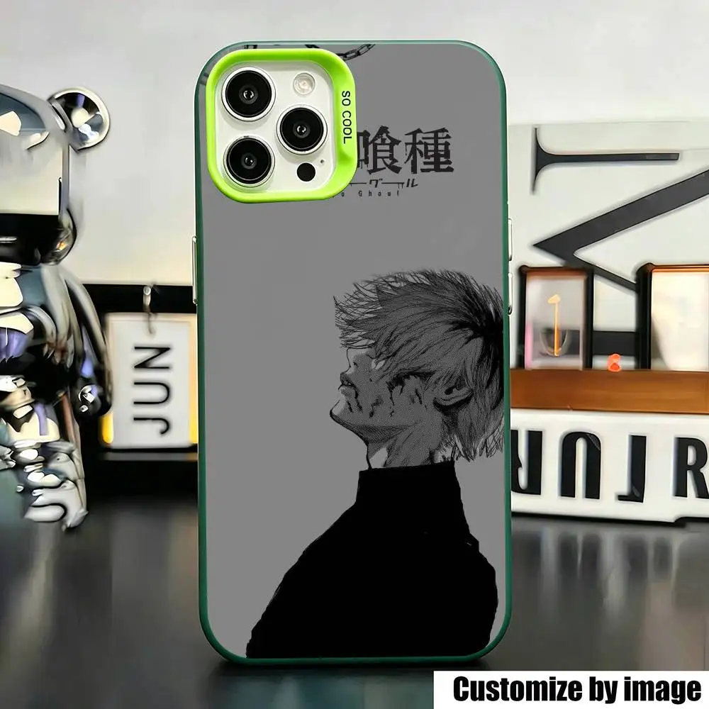 

Tokyo G-Ghoul Ken K-Kaneki Anime Phone Case For iPhone 17,16,15,14,13,12,11 Plus,Pro Max,XS,Green Silver Plated Inside Cover