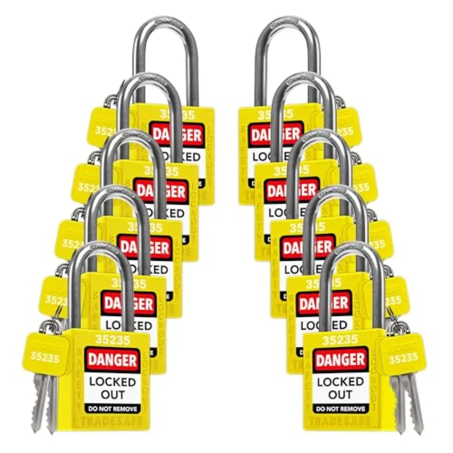 

Lockout Tagout Locks Set - 10 Keyed Alike Padlocks 2 Keys Per Lock OSHA Compliant Loto Locks
