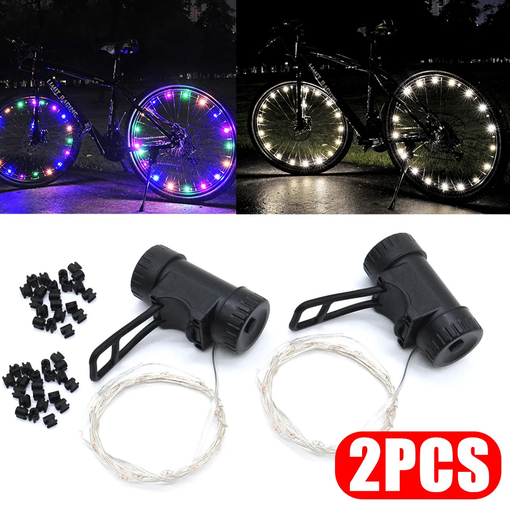 1/2PCS Colorful LED Wheel Lights Front and Rear Spoke Lights Cycling Decoration Tire Strip Light Accessories Bicycle Lights