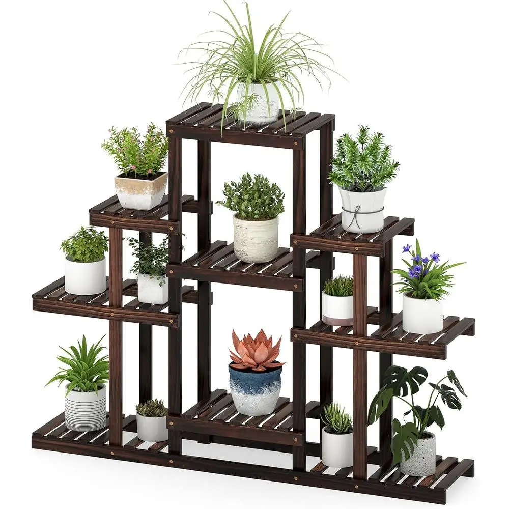 Plant Stand Indoor & Outdoor, 6 Tier Wood lower Pot Stand or Multiple Plants, Plant Holder Display Rack, Ladder Storage Rack Pla