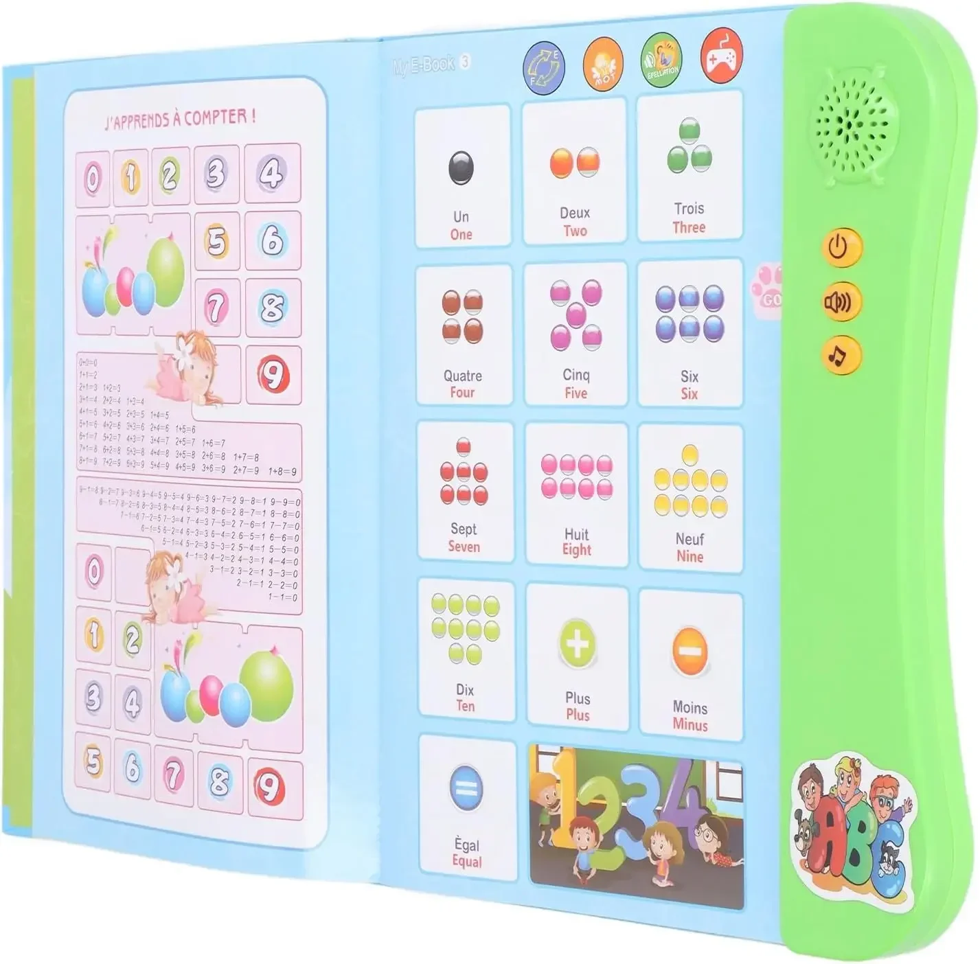 French and English Learning Sound Book Cartoon Pattern Interactive Sound Book Home Birthday Gift Green