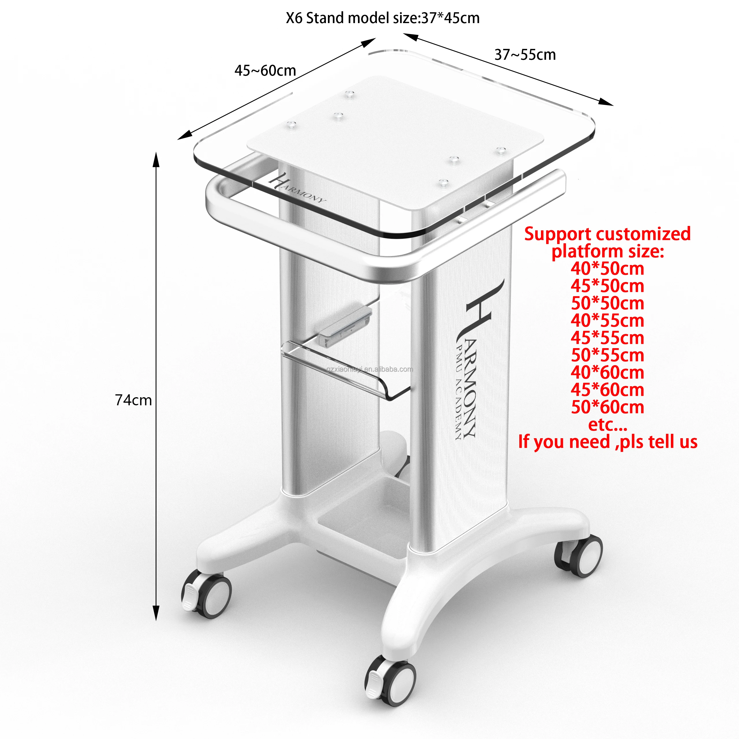 

Bea-uty Spa Facial Furniture trolley bea-uty Equipment trolley Cart Adjust Black Metal heavy duty machine trolley