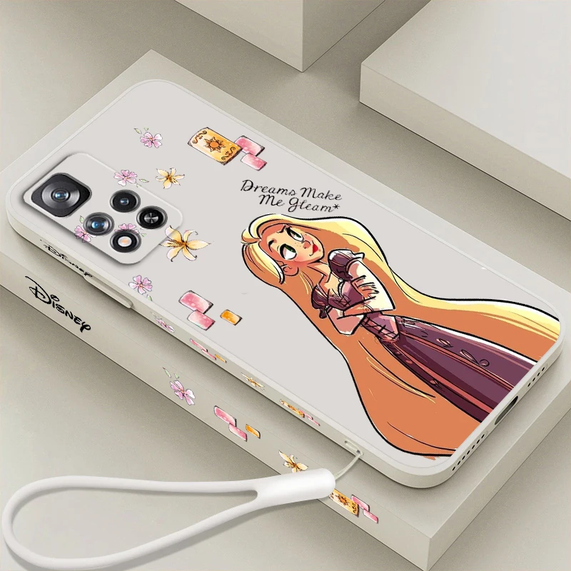 Girl Disney Tangled Rapunzel Liquid Left Rope For Xiaomi Redmi Note 13 12 12S 12R 11 11T 11S 10 10S Pro Plus 5G Cover