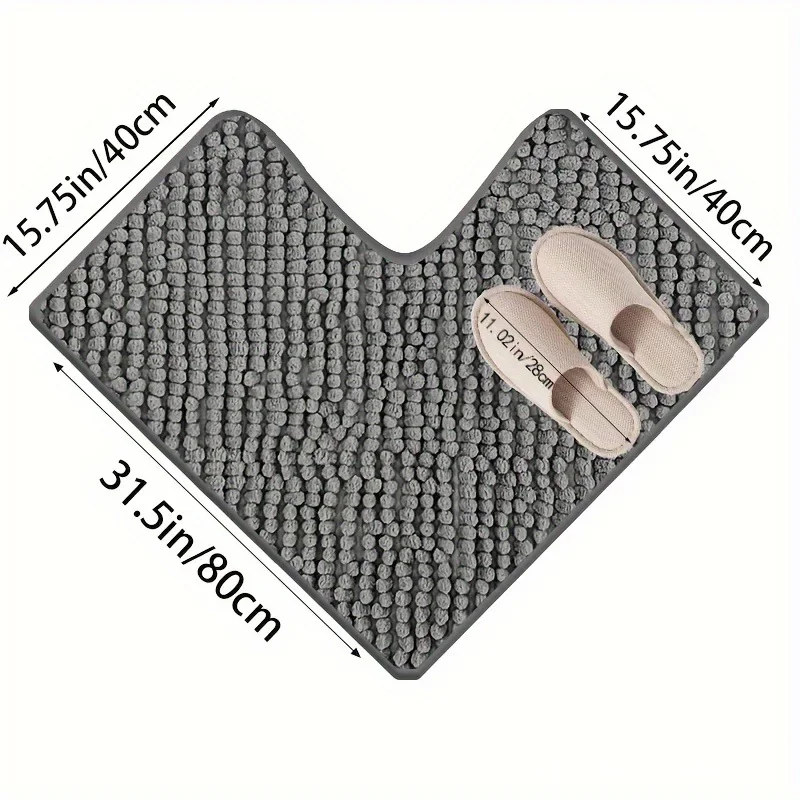 New L-shaped Chenille Bath Mats Memory Cotton Solid Color Floor Mat for Bathroom Absorbent Non-slip Door Mat Home Carpet 2025