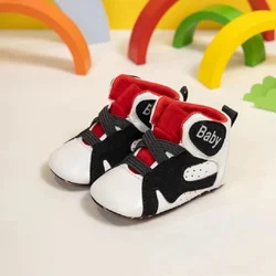Trendy Fashion High Top Soft Soled Men's And Women's PU Breathable Casual Shoes Sports Shoes 0-18M Newborn's First Walking Shoes