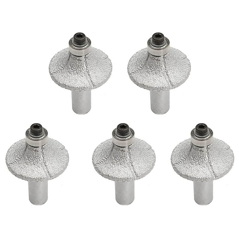 5Pcs 1/2Inch Diamond Router Bit Wheel Half Bullnose For Hand Profiler Marble Granite