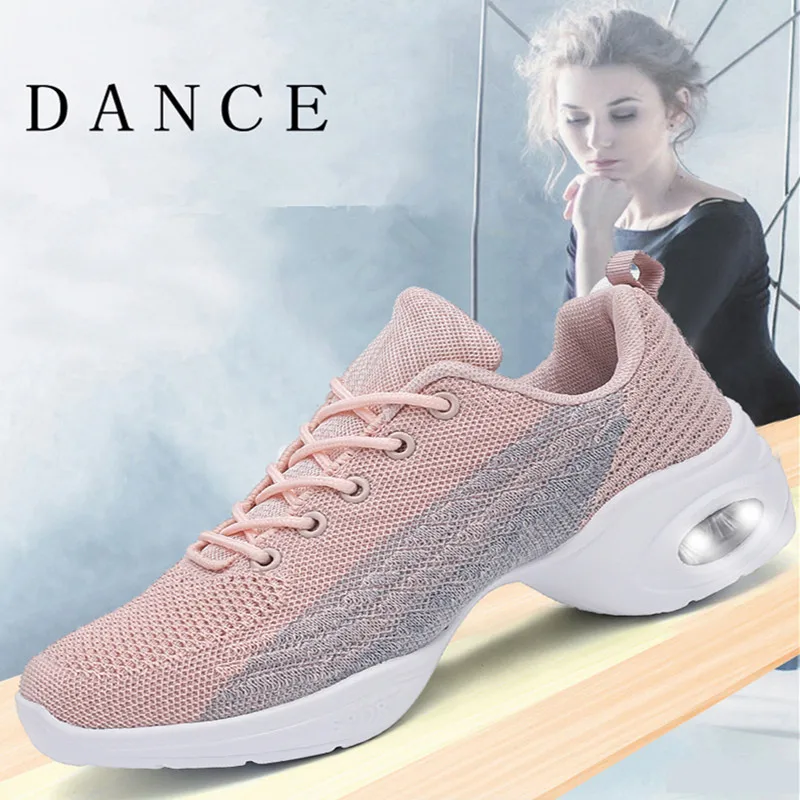 Scarpe Jazz da donna Sneakers stringate-cuscino d\'aria traspirante Lady Split Sole Athletic Walking Dance Shoes Platform