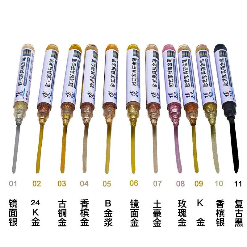 2 Pcs European Gold Paint Pen Paint Repair Marker for Cabinet Door Creative Diy Ceramic Appliance