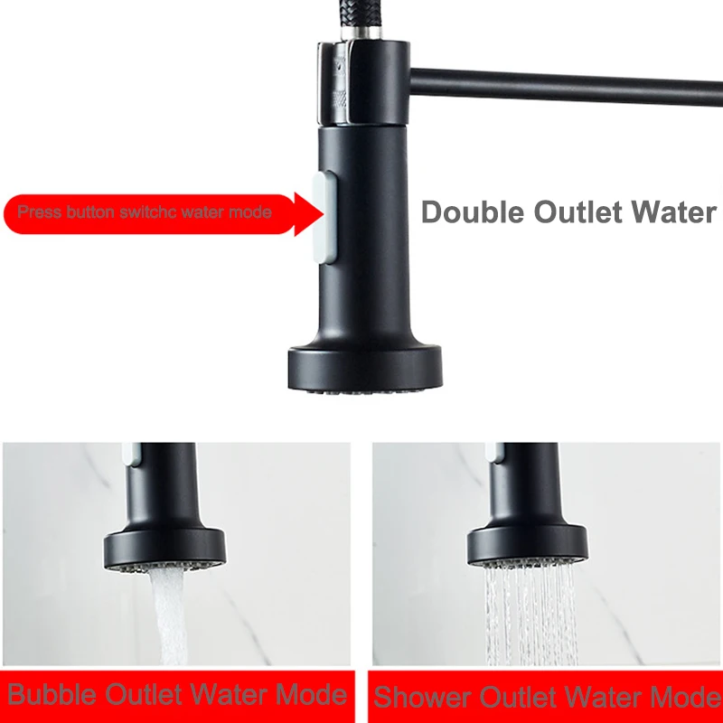 Black Touch Spring Kitchen Mixer Faucets Quality Brass Hot Cold Pull Out Kitchen Mixer Taps Smart Sensor Touch Kitchen Faucet