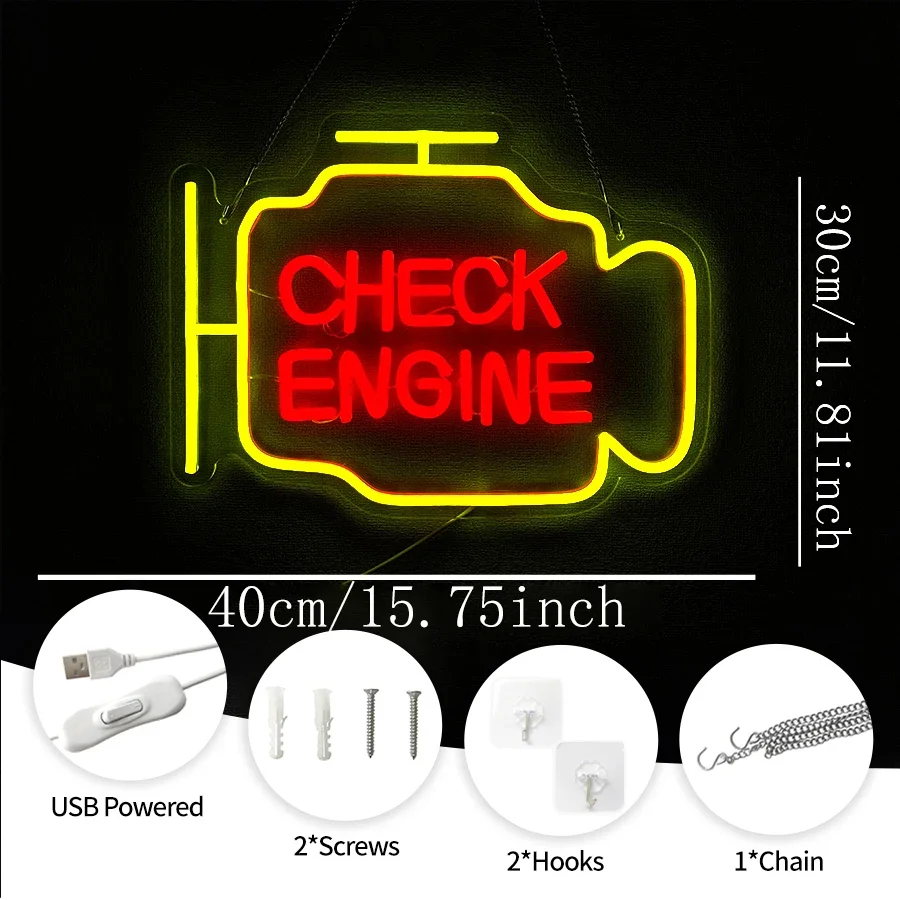 Check Bar Neon Garage Accessories A Large Led Sign for Personalized Enging in Auto Is Clubs and Man Used Barber Decor Repair