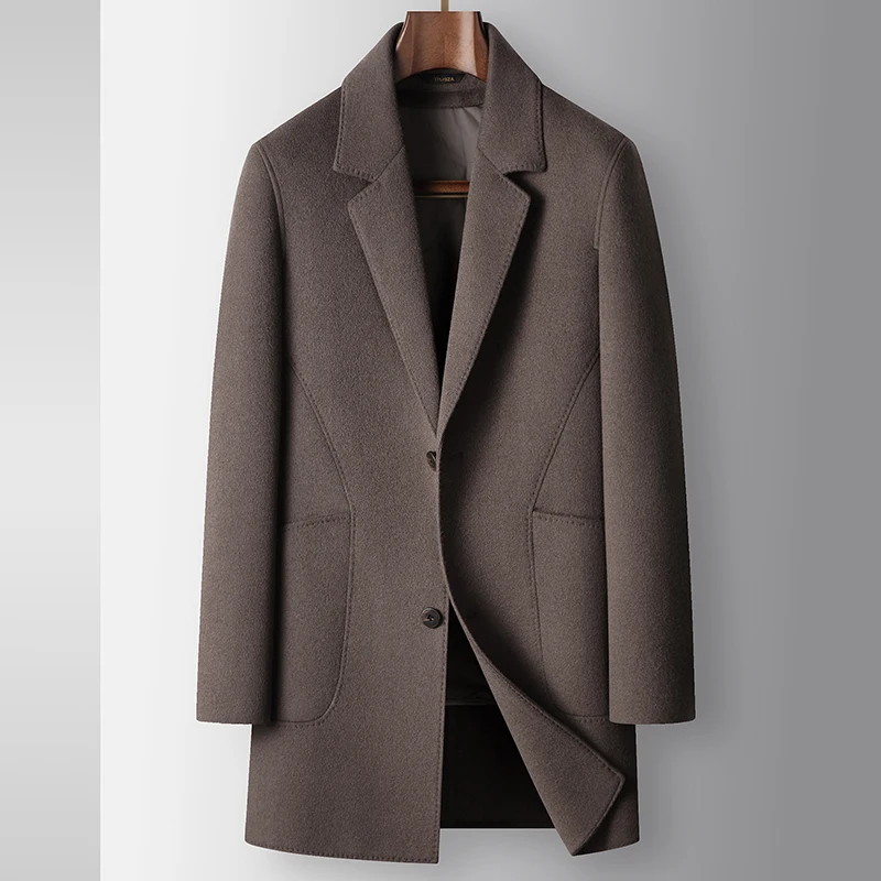 

2025 new arrival high quality wool trench coat men,90% white goose down liner Overcoat JYWZ8818