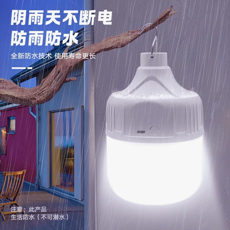 USB Rechargeable LED Emergency Bulb – 30-200W Wireless Portable Camping Light, Hanging Energy Lamp for Night Markets & Outdoors