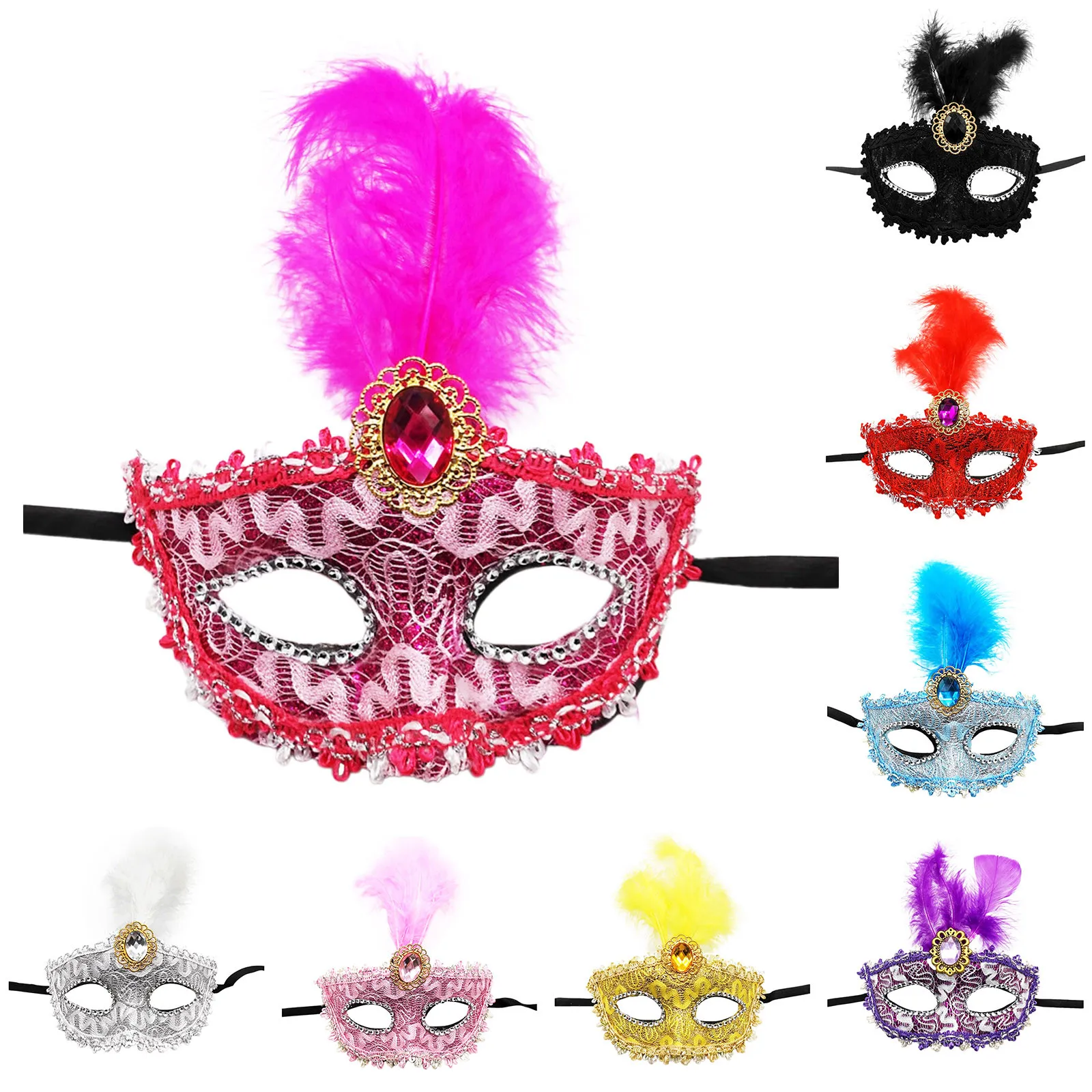 Eye Mask Carnival Carnival Masquerade Cosplay Costume Lace Applique Cloth In Feather Diamonds Princess Half Face Mask Guard