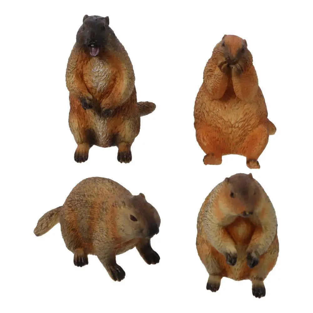 Realistic PVC Wild Animal Figurine Marmot Artificial Ornament Home Decoration Plastic Groundhog Ornament Home