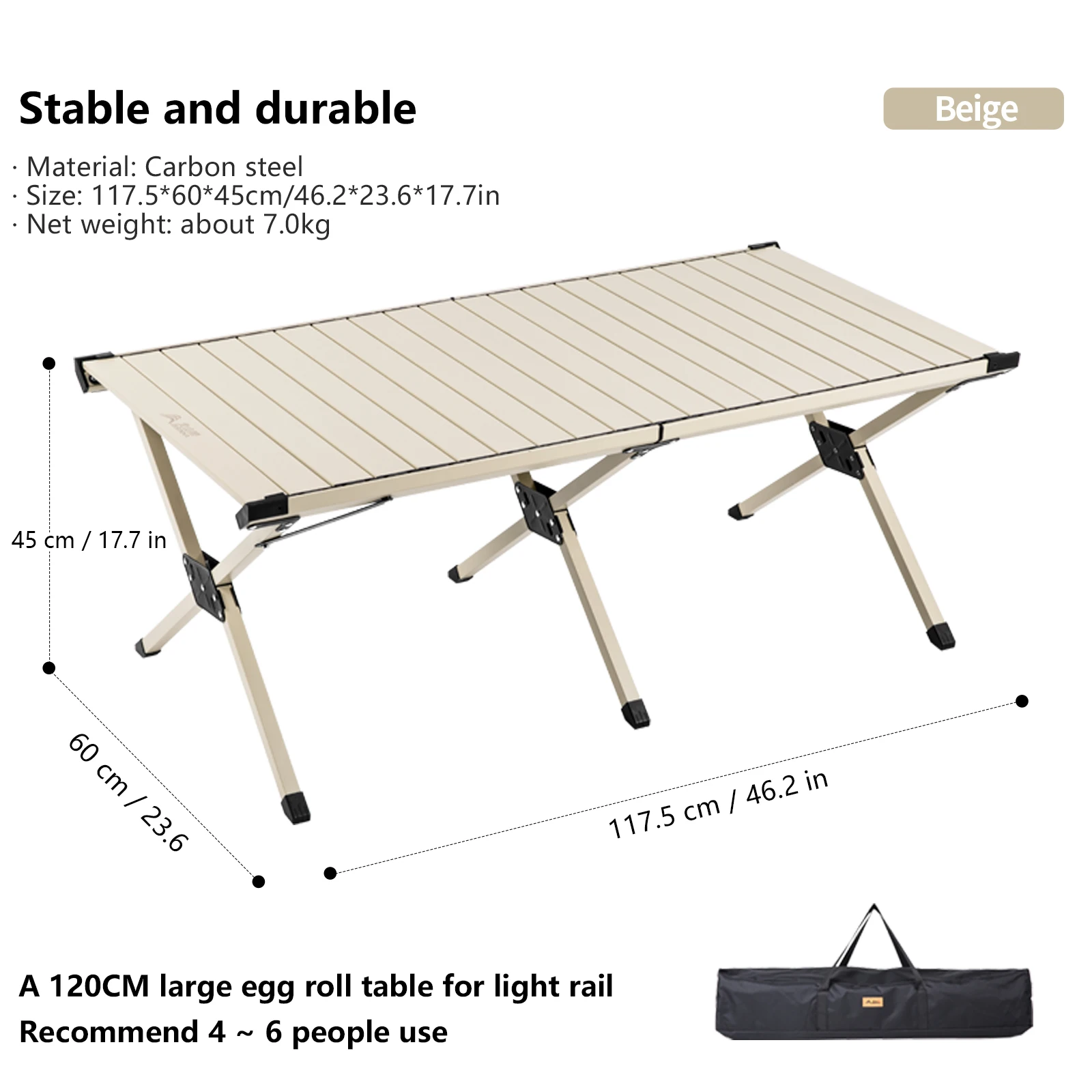 BISINNA Upgrade Nieuwe Outdoor Camping Loempia Tafel Draagbare Koolstofstaal Klaptafel Met Draagtas voor Picknick BBQ