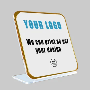 Spersonalizowany spersonalizowane drukowane druku akrylowy stojak na stolik restauracyjny do mediów społecznościowych