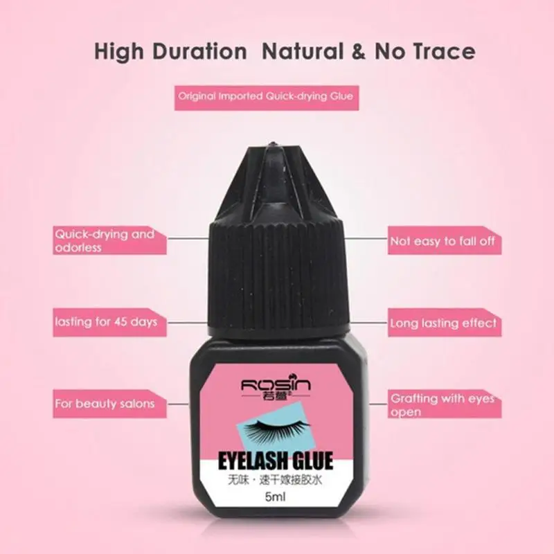 Eyelashes Extension Glue Lasting Grafting Lashes Glue Quick Drying Waterproof Adhesive Black Glue No Irritant Fake Eyelashes 5ml