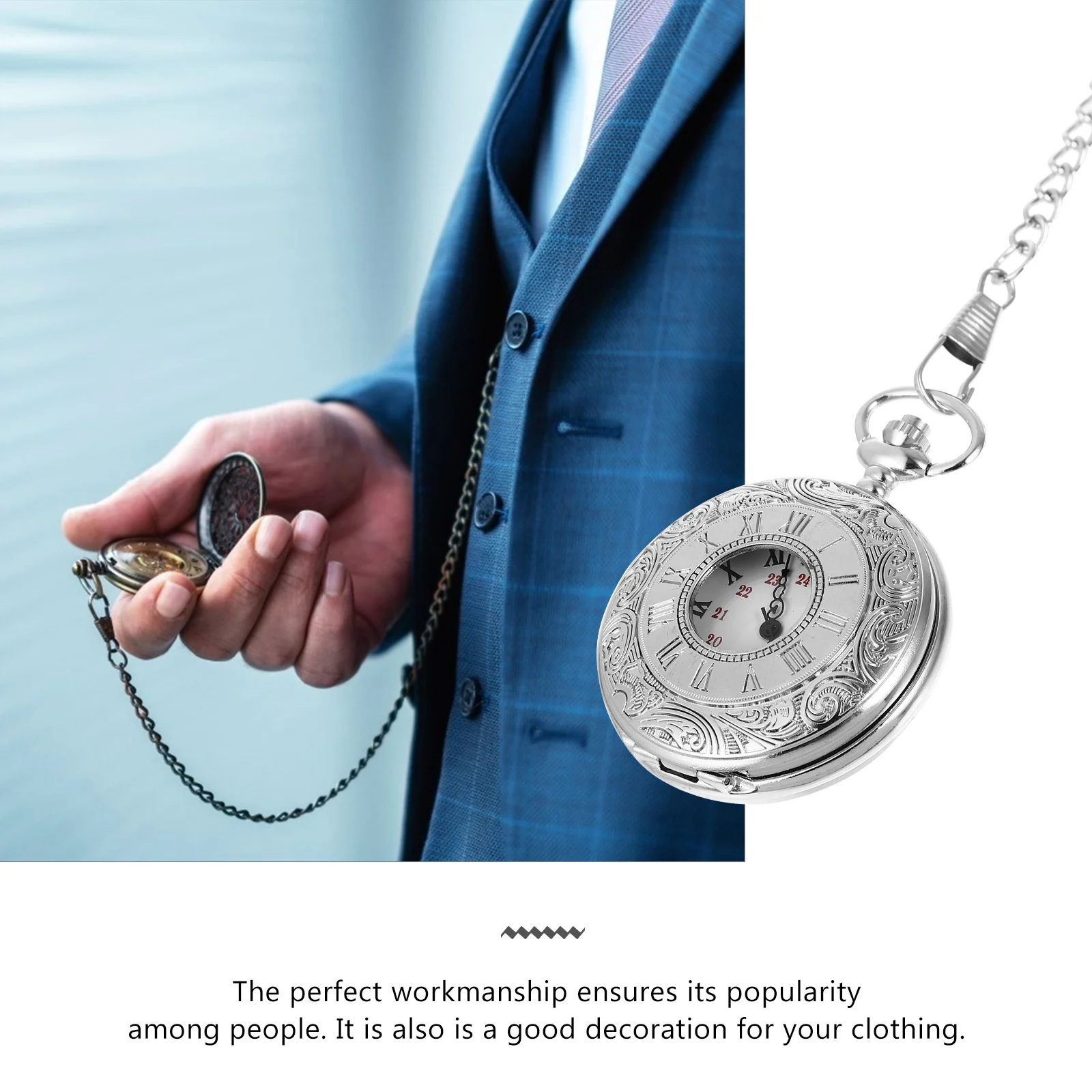 

Classic Roman Numerals Pocket Watch Vintage Zinc Alloy Engraved Front Decorative Timepiece Gift for Men Women Steampunk Necklace